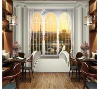 Tzxztt Creative Unique Three Dimensional Palace Architecture Modern 3D Wallpaper Premium Textured Silk Neutral Tones Material Ideal for Living Room Bedroom-250cm×170cm