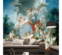 Tzxztt Creative Vintage Architecture Angel Forest Modern 3D Wallpaper Premium Textured Silk Neutral Tones Material Ideal for Living Room Bedroom-250cm×170cm