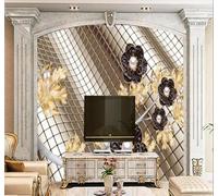 Tzxztt Diamond Flowers Abstract Three Dimensional Geometric Lines Modern 3D Wallpaper Premium Textured Silk Neutral Tones Material Ideal for Living Room Bedroom-350cm×256cm