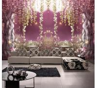 Tzxztt Dreamlike Beautiful Forest Moon Flowers Modern 3D Wallpaper Premium Textured Silk Neutral Tones Material Ideal for Living Room Bedroom-250cm×170cm
