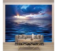 Tzxztt Elegant Three Dimensional Sunrise Over The Sea Landscape Modern 3D Wallpaper Premium Textured Silk Neutral Tones Material Ideal for Living Room Bedroom-200cm×140cm