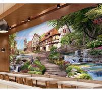 Tzxztt Ethereal Sky Architecture Plants River Modern 3D Wallpaper Premium Textured Silk Neutral Tones Material Ideal for Living Room Bedroom-200cm×140cm