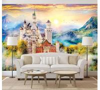 Tzxztt Fantasy Castles Forests Landscapes Sunrise Modern 3D Wallpaper Premium Textured Silk Neutral Tones Material Ideal for Living Room Bedroom-150cm×105cm