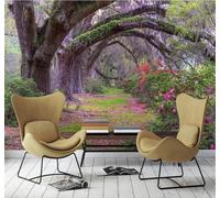 Tzxztt Fresh Beautiful Forest Large Tree Path Modern 3D Wallpaper Premium Textured Silk Neutral Tones Material Ideal for Living Room Bedroom-350cm×256cm