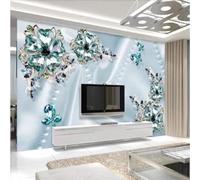 Tzxztt Fresh Beautiful Green Crystal Floral Jewellery Modern 3D Wallpaper Premium Textured Silk Neutral Tones Material Ideal for Living Room Bedroom-200cm×140cm