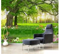 Tzxztt Fresh Forest Fawn Flowers Birds Modern 3D Wallpaper Premium Textured Silk Neutral Tones Material Ideal for Living Room Bedroom-300cm×210cm