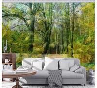 Tzxztt Fresh Minimalist Three Dimensional Green Forest Modern 3D Wallpaper Premium Textured Silk Neutral Tones Material Ideal for Living Room Bedroom-430cm×300cm