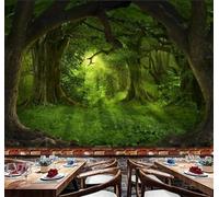 Tzxztt Fresh Minimalist Three Dimensional Green Forest Modern 3D Wallpaper Premium Textured Silk Neutral Tones Material Ideal for Living Room Bedroom-250cm×170cm