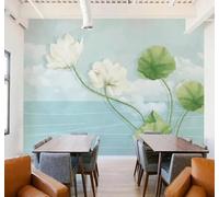 Tzxztt Fresh Minimalist Three Dimensional White Lotus Lotus Leaf Modern 3D Wallpaper Premium Textured Silk Neutral Tones Material Ideal for Living Room Bedroom-150cm×105cm