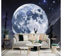 Tzxztt Full Moon Black Forest Starry Sky Misty Clouds Landscape Modern 3D Wallpaper Premium Textured Silk Neutral Tones Material Ideal for Living Room Bedroom-400cm×280cm