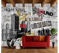 Tzxztt Grey Concrete Wall Architecture Industrial Style Graffiti Modern 3D Wallpaper Premium Textured Silk Neutral Tones Material Ideal for Living Room Bedroom-430cm×300cm