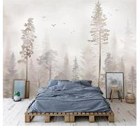 Tzxztt Hand Drawn Abstract Ambience Forest Flying Birds Modern 3D Wallpaper Premium Textured Silk Neutral Tones Material Ideal for Living Room Bedroom-200cm×140cm