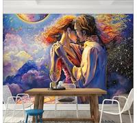 Tzxztt Hand Drawn Abstract Colourful Figures Dance Modern 3D Wallpaper Premium Textured Silk Neutral Tones Material Ideal for Living Room Bedroom-350cm×256cm