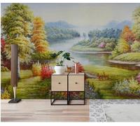 Tzxztt Hand Drawn Autumn Forest Landscape Flowers Modern 3D Wallpaper Premium Textured Silk Neutral Tones Material Ideal for Living Room Bedroom-430cm×300cm