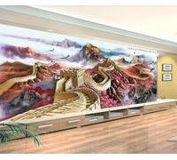 Tzxztt Hand Drawn Creative Mountain Peaks Architecture Flying Birds Modern 3D Wallpaper Premium Textured Silk Neutral Tones Material Ideal for Living Room Bedroom-350cm×256cm