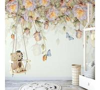 Tzxztt Hand Drawn Fresh and Beautiful Roses Butterflies Modern 3D Wallpaper Premium Textured Silk Neutral Tones Material Ideal for Living Room Bedroom-250cm×170cm