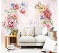 Tzxztt Hand Drawn Three Dimensional Colourful Floral Art Modern 3D Wallpaper Premium Textured Silk Neutral Tones Material Ideal for Living Room Bedroom-150cm×105cm