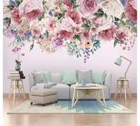 Tzxztt Hand Drawn Vintage Beautiful Pink Roses Modern 3D Wallpaper Premium Textured Silk Neutral Tones Material Ideal for Living Room Bedroom-250cm×170cm