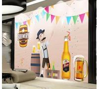 Tzxztt Hand Drawn Vintage Creative People Beer Modern 3D Wallpaper Premium Textured Silk Neutral Tones Material Ideal for Living Room Bedroom-250cm×170cm