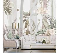 Tzxztt Hand Drawn Vintage Tropical Plants Leaves Butterflies Modern 3D Wallpaper Premium Textured Silk Neutral Tones Material Ideal for Living Room Bedroom-300cm×210cm