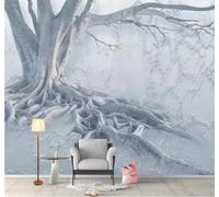 Tzxztt Hand Painted Three Dimensional Unique Artistic Tree Roots Relief Modern 3D Wallpaper Premium Textured Silk Neutral Tones Material Ideal for Living Room Bedroom-300cm×210cm