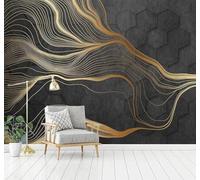 Tzxztt Hexagon Geometric Pattern Abstract Gold Thread Modern 3D Wallpaper Premium Textured Silk Neutral Tones Material Ideal for Living Room Bedroom-200cm×140cm