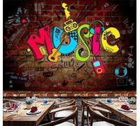 Tzxztt Individuality Brick Wall Abstract Graffiti Music Modern 3D Wallpaper Premium Textured Silk Neutral Tones Material Ideal for Living Room Bedroom-400cm×280cm