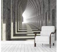 Tzxztt Large Minimalist Three Dimensional Tunnel Spatial Extension Modern 3D Wallpaper Premium Textured Silk Neutral Tones Material Ideal for Living Room Bedroom-300cm×210cm