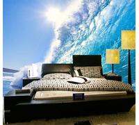 Tzxztt Large Scale Three Dimensional Deep Blue Sea and Waves Modern 3D Wallpaper Premium Textured Silk Neutral Tones Material Ideal for Living Room Bedroom-250cm×170cm