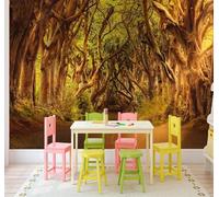 Tzxztt Large Three Dimensional Autumn Forest Path Modern 3D Wallpaper Premium Textured Silk Neutral Tones Material Ideal for Living Room Bedroom-350cm×256cm