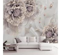 Tzxztt Luxurious Vintage Three Dimensional Beautiful Peony Butterfly Modern 3D Wallpaper Premium Textured Silk Neutral Tones Material Ideal for Living Room Bedroom-250cm×170cm