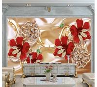 Tzxztt Luxury Diamond Red Floral Butterfly Modern 3D Wallpaper Premium Textured Silk Neutral Tones Material Ideal for Living Room Bedroom-150cm×105cm
