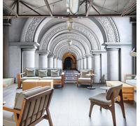 Tzxztt Luxury Three Dimensional Architecture Corridor Expanded Space Modern 3D Wallpaper Premium Textured Silk Neutral Tones Material Ideal for Living Room Bedroom-350cm×256cm