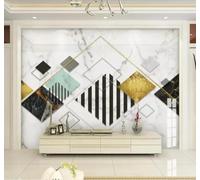 Tzxztt Minimalist Abstract Geometric White Faux Marble Modern 3D Wallpaper Premium Textured Silk Neutral Tones Material Ideal for Living Room Bedroom-150cm×105cm