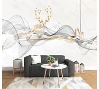 Tzxztt Minimalist Abstract Ink Smoke Reindeer Modern 3D Wallpaper Premium Textured Silk Neutral Tones Material Ideal for Living Room Bedroom-250cm×170cm