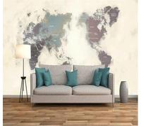 Tzxztt Minimalist Abstract Ink Wash World Map Modern 3D Wallpaper Premium Textured Silk Neutral Tones Material Ideal for Living Room Bedroom-430cm×300cm