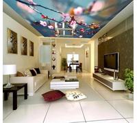 Tzxztt Minimalist Beautiful Branches Pink Flowers Modern 3D Wallpaper Premium Textured Silk Neutral Tones Material Ideal for Living Room Bedroom-250cm×170cm