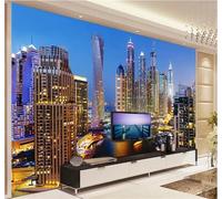 Tzxztt Minimalist Beautiful City Buildings Night View Modern 3D Wallpaper Premium Textured Silk Neutral Tones Material Ideal for Living Room Bedroom-200cm×140cm