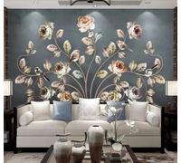 Tzxztt Minimalist Creative Beautiful Artistic Floral Birds Modern 3D Wallpaper Premium Textured Silk Neutral Tones Material Ideal for Living Room Bedroom-250cm×170cm