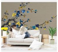 Tzxztt Minimalist Creative Vintage Branches Ink Wash Plum Blossoms Modern 3D Wallpaper Premium Textured Silk Neutral Tones Material Ideal for Living Room Bedroom-200cm×140cm