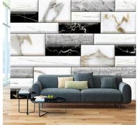 Tzxztt Minimalist Distinctive Marble Pattern Colour Scheme Patchwork Modern 3D Wallpaper Premium Textured Silk Neutral Tones Material Ideal for Living Room Bedroom-350cm×256cm