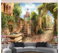 Tzxztt Minimalist Fresh Aesthetic Alley Street Scene Modern 3D Wallpaper Premium Textured Silk Neutral Tones Material Ideal for Living Room Bedroom-200cm×140cm