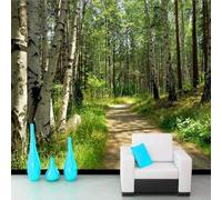 Tzxztt Minimalist Fresh Aesthetic Green Forest Path Modern 3D Wallpaper Premium Textured Silk Neutral Tones Material Ideal for Living Room Bedroom-300cm×210cm