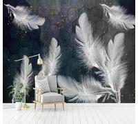 Tzxztt Minimalist Fresh Blue Watercolour White Feathers Modern 3D Wallpaper Premium Textured Silk Neutral Tones Material Ideal for Living Room Bedroom-430cm×300cm