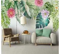 Tzxztt Minimalist Fresh Ethereal Green Leaves Watercolour Style Modern 3D Wallpaper Premium Textured Silk Neutral Tones Material Ideal for Living Room Bedroom-430cm×300cm