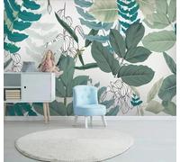 Tzxztt Minimalist Fresh Green Leaves Watercolour Floral Style Modern 3D Wallpaper Premium Textured Silk Neutral Tones Material Ideal for Living Room Bedroom-250cm×170cm