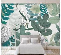 Tzxztt Minimalist Fresh Green Leaves Watercolour Flowers Modern 3D Wallpaper Premium Textured Silk Neutral Tones Material Ideal for Living Room Bedroom-150cm×105cm