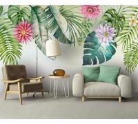 Tzxztt Minimalist Fresh Green Leaves Watercolour Style Modern 3D Wallpaper Premium Textured Silk Neutral Tones Material Ideal for Living Room Bedroom-400cm×280cm