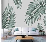 Tzxztt Minimalist Hand Drawn Fresh and Light Tropical Green Leaves Modern 3D Wallpaper Premium Textured Silk Neutral Tones Material Ideal for Living Room Bedroom-400cm×280cm