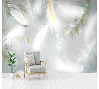 Tzxztt Minimalist Hand Drawn Watercolour Feathers Fresh and Light Modern 3D Wallpaper Premium Textured Silk Neutral Tones Material Ideal for Living Room Bedroom-430cm×300cm